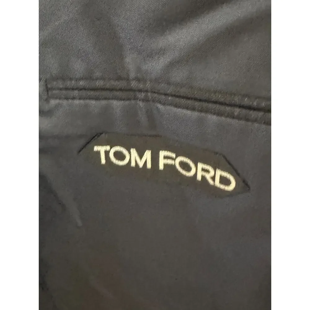 New Tom Ford Windsor Peak Lapel Navy Plaid Flannel Blazer Sportcoat 56IT 46R US